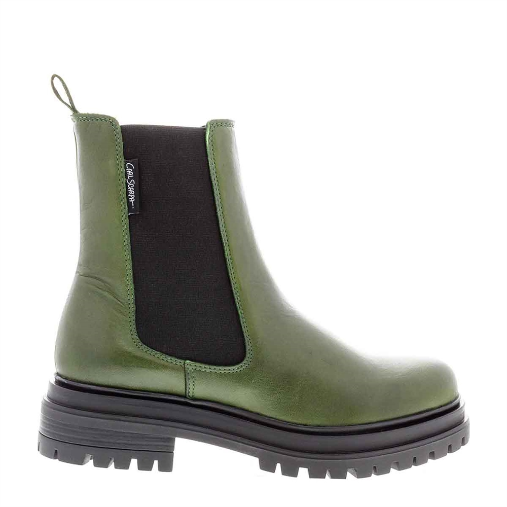 Carl Scarpa Selessia Green Leather Chelsea Boots